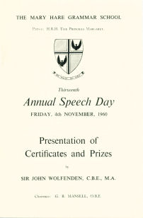 Speech Day Programme 1960