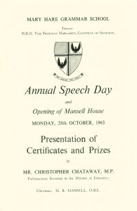 Speech Day Programme 1963