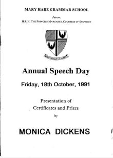 Speech Day Programme 1991
