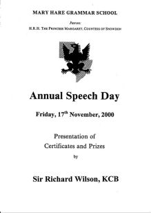 Speech Day Programme 2000
