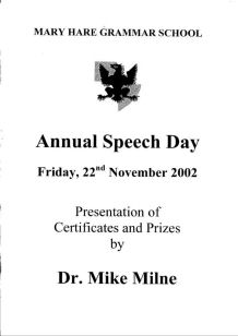 Speech Day Programme 2002
