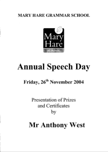 Speech Day Programme 2004