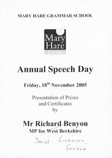 Speech Day Programme 2005