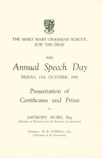 Speech Day Programme 1952