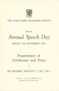 Speech Day Programme 1954