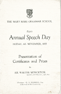 Speech Day Programme 1955