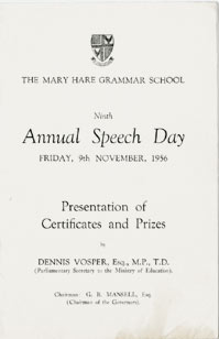 Speech Day Programme 1956