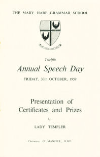 Speech Day Programme 1959