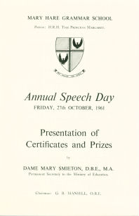 Speech Day Programme 1961