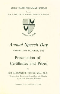 Speech Day Programme 1962