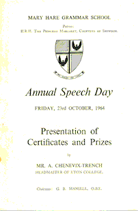 Speech Day Programme 1964