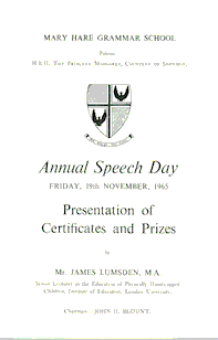 Speech Day Programme 1965
