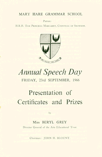 Speech Day Programme 1966