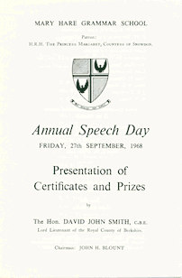 Speech Day Programme 1968