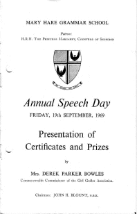 Speech Day Programme 1969
