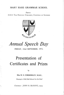 Speech Day Programme 1972