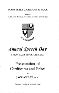 Speech Day Programme 1973