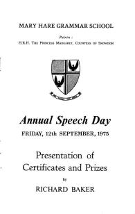 Speech Day Programme 1975