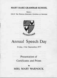 Speech Day Programme 1977