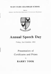 Speech Day Programme 1981