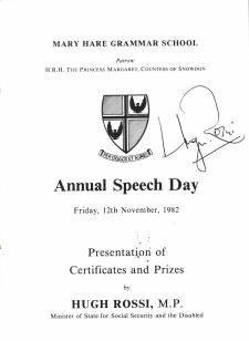 Speech Day Programme 1982