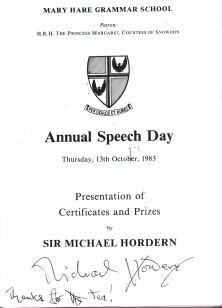 Speech Day Programme 1983