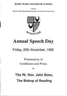 Speech Day Programme 1992