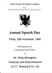 Speech Day Programme 1994