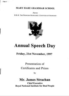 Speech Day Programme 1997